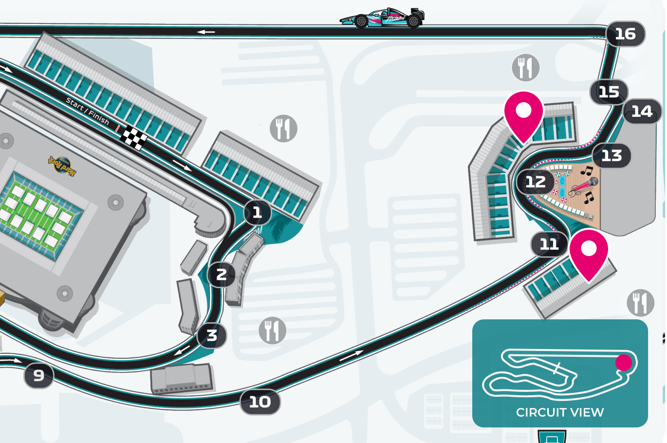Beach GS_2026 Beach grandstand location on circuit map