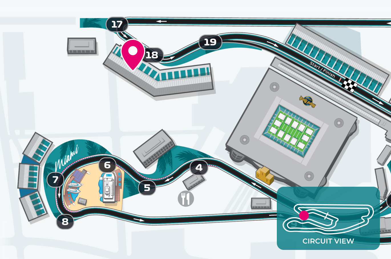 Turn 18 Grandstand on circuit map