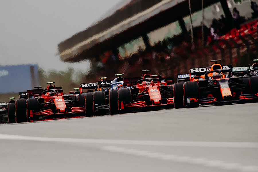 Formula 1 cars at a Grand Prix