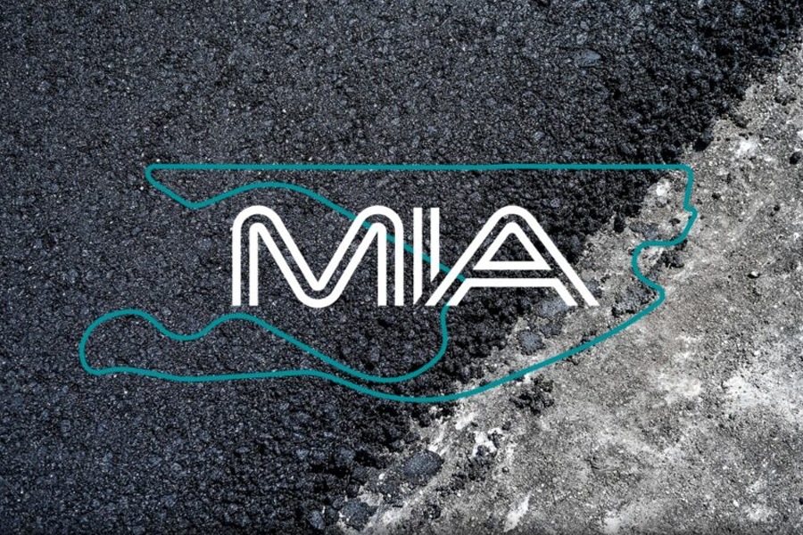 Image for a press release - MIA (Miami International Autodrome) logo placed on top of gravel