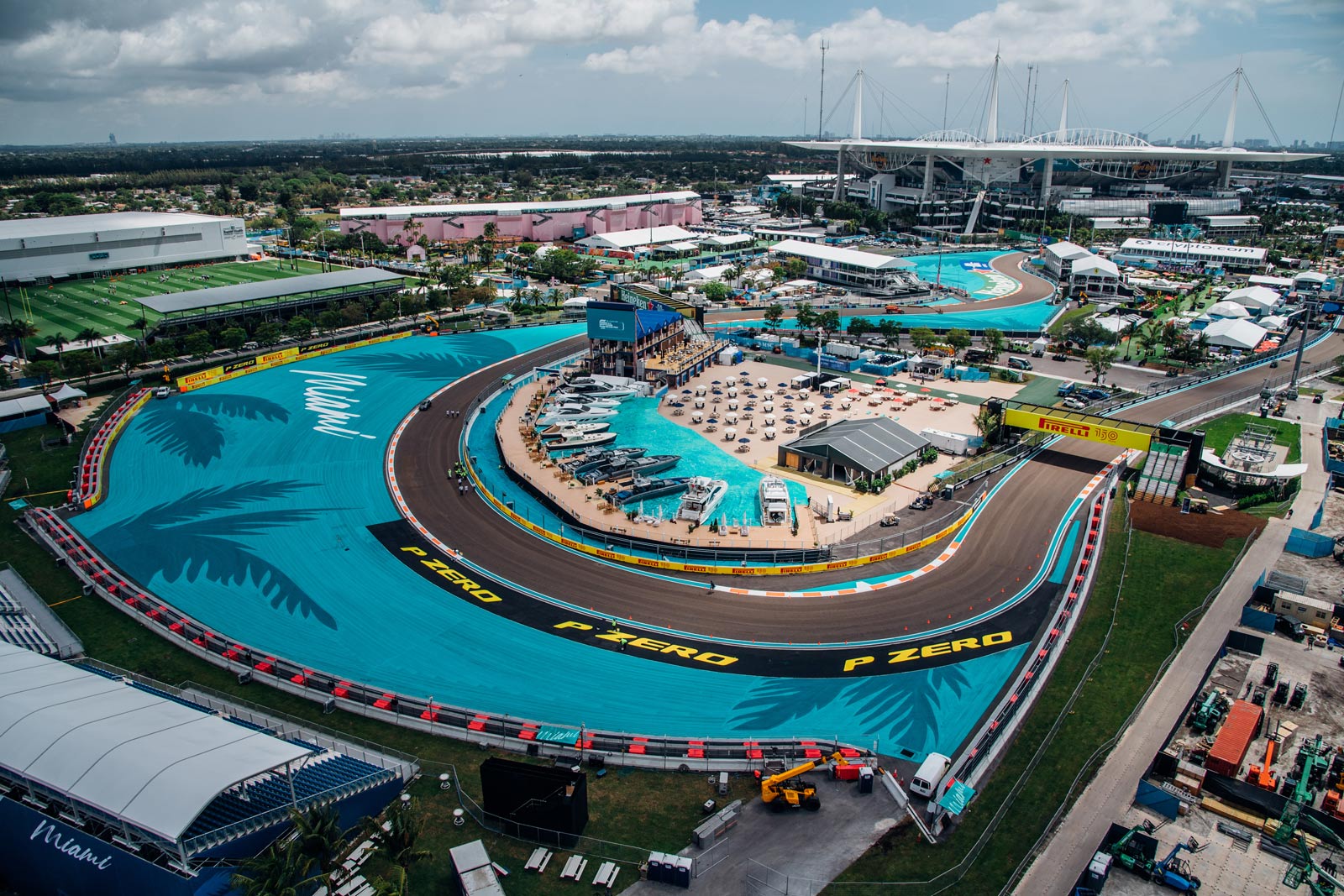 An aerial view of F1 race course for the Miami Grand Prix at Hard