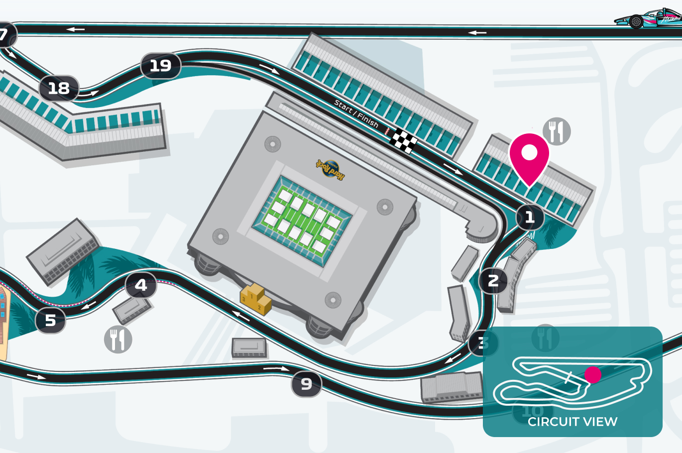North 1 Suites_2026 Turn 18 club location on the F1 Miami GP circuit