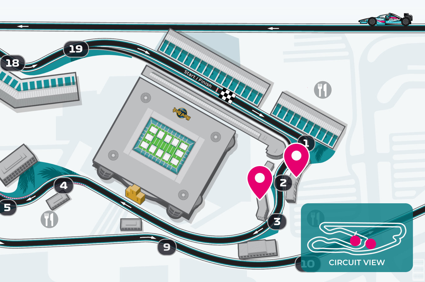 The Villas_2026 Location of The Villas on circuit map