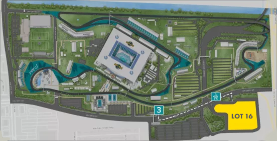 Parking Lot Location Map for Lot 16 at the Formula 1 Crypto.com Miami Grand Prix
