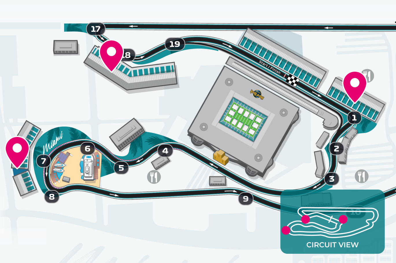 Grandstand Pass_2026 Grandstand pass locations on circuit map