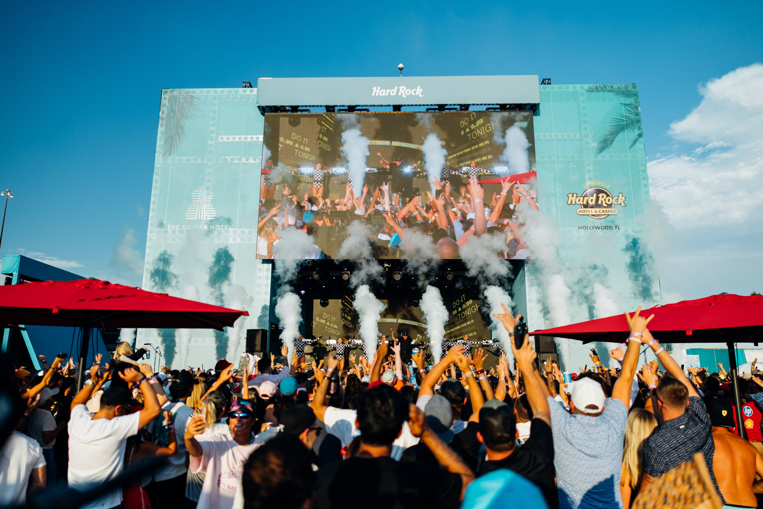 Fans dance at Hard Rock beach club