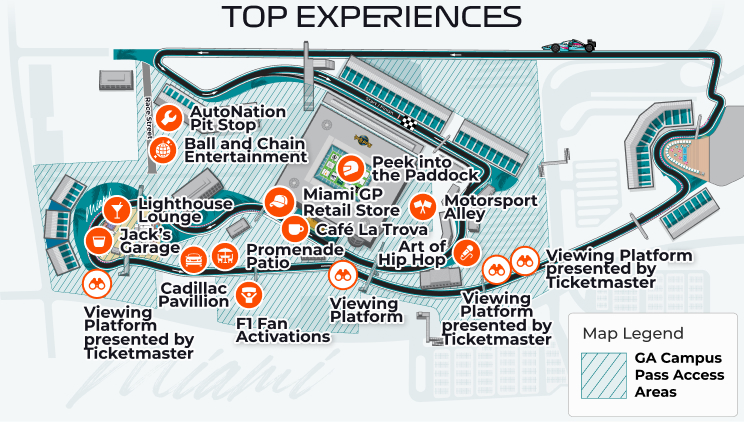 A image of the map for Campus Pass top experiences