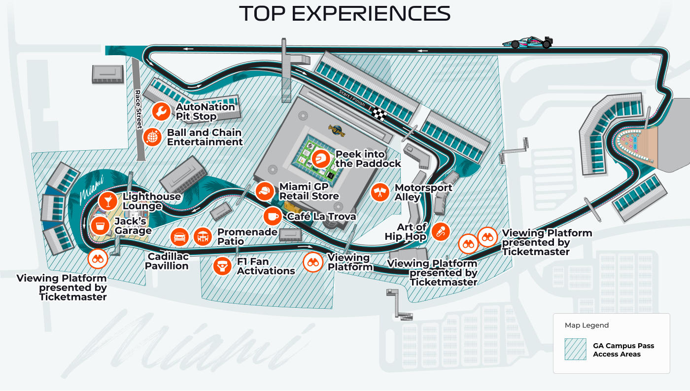 A image of the map for Campus Pass top experiences